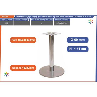 Ø60 Tablalı Masa  Ayağı  Ahşap İçi̇n  71Cm