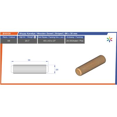 Ø8X30 Mm Ahşap Kavelya