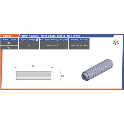 Ø8X30 Mm Plasti̇k Kavelya Beyaz