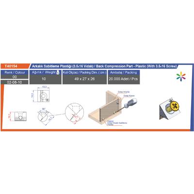 Arkalık Sabi̇tleme Plasti̇ği̇ (3.5X16 Vidalı)