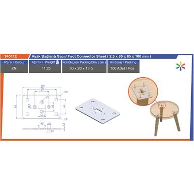 Ayak Bağlantı Sacı  2,5*65*65*100
