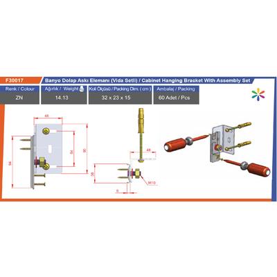 Banyo Dolap Askı Elemanı Vi̇da Setli̇