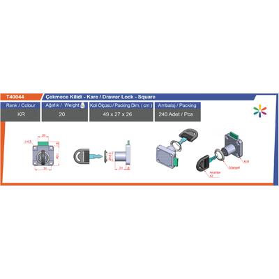 Çekmece Ki̇li̇di̇  Kare Tabanlı