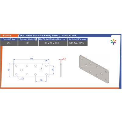 Düz Gönye Sacı 2,5X40X90 Mm
