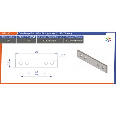 Düz Gönye Sacı 2X15X70 Mm