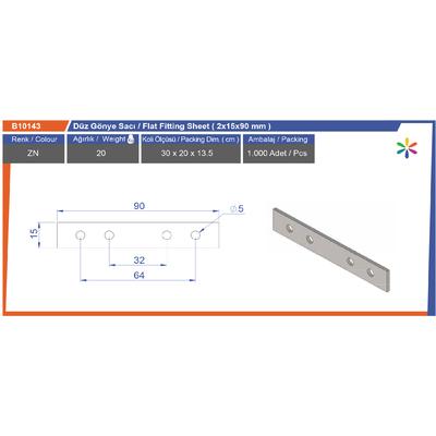 Düz Gönye Sacı 2X15X90 Mm