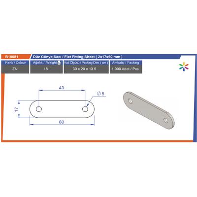 Düz Gönye Sacı 2X17X60 Mm