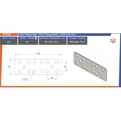 Düz Gönye Sacı 2X35X100 Mm