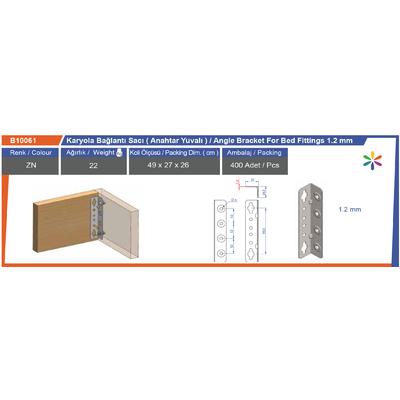 Karyola Bağlantı Sacı Anahtar Yuvalı 1,2Mm