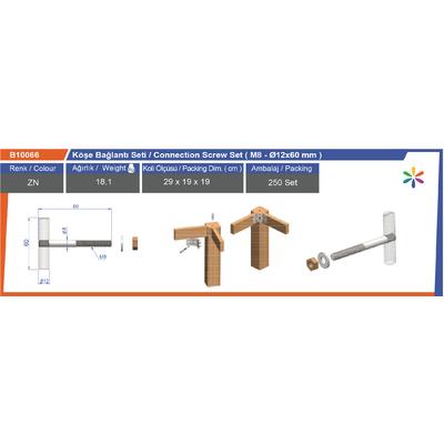 Köşe Bağlantı Seti̇ (M8 Ø12X60)