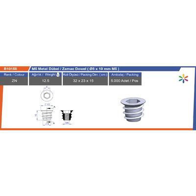 M5 Ø8 X 10 Mm  Metal Dübel