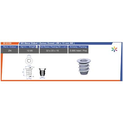 M5 Ø8 X 13 Mm  Metal Dübel