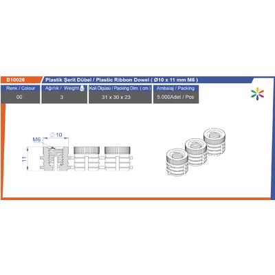 M6  Ø10X10 Plasti̇k Şeri̇t Dübel