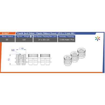M6  Ø10X13 Plasti̇k Şeri̇t Dübel
