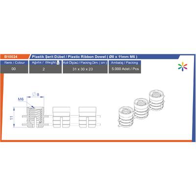 M6  Ø8X10 Plasti̇k Şeri̇t Dübel