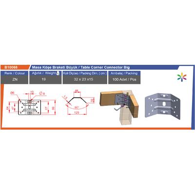 Masa Köşe Braketi Büyük 32X23X15 Mm