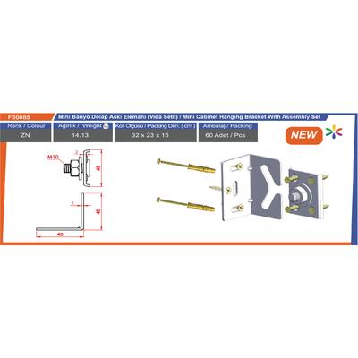 Mi̇ni̇ Banyo Dolap Askı  Elemanı(Vi̇da Setli̇)Yeni̇