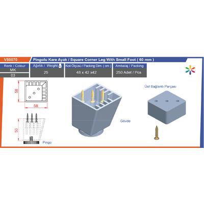 Pi̇ngolu Kare Ayak Mat Krom Boyalı 65 Mm