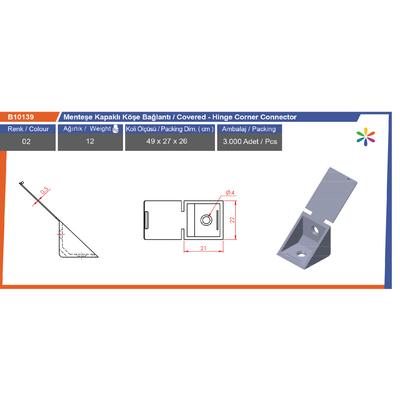 Plastik Kapaklı Mini Köşe Bağlantı İki Delikli 