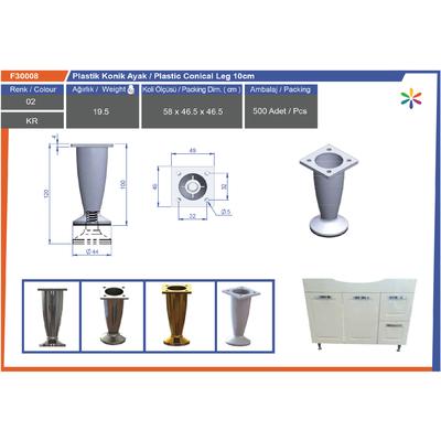 Plastic Conical Leg White 10 cm