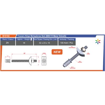 Travers Köşe Bi̇rleşti̇rme Seti̇ (M8*15 Metal Dübelli̇)