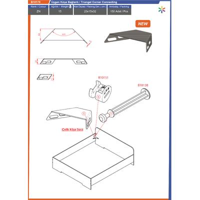 Üçgen Köşe Bağlantı Sacı 23X15X32 Mm