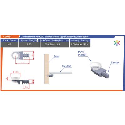 Vantuzlu Cam Raf Pi̇mi̇ Metal Pi̇mli̇