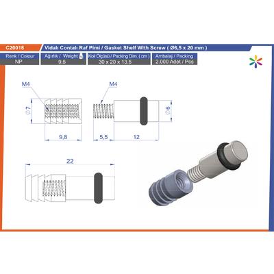 Vi̇dalı Contalı Metal Raf Pi̇mi̇ Ø6,5X20