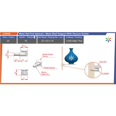 Yumuşak Vantuzlu Raf Pi̇mi̇ Metal Pi̇mli̇